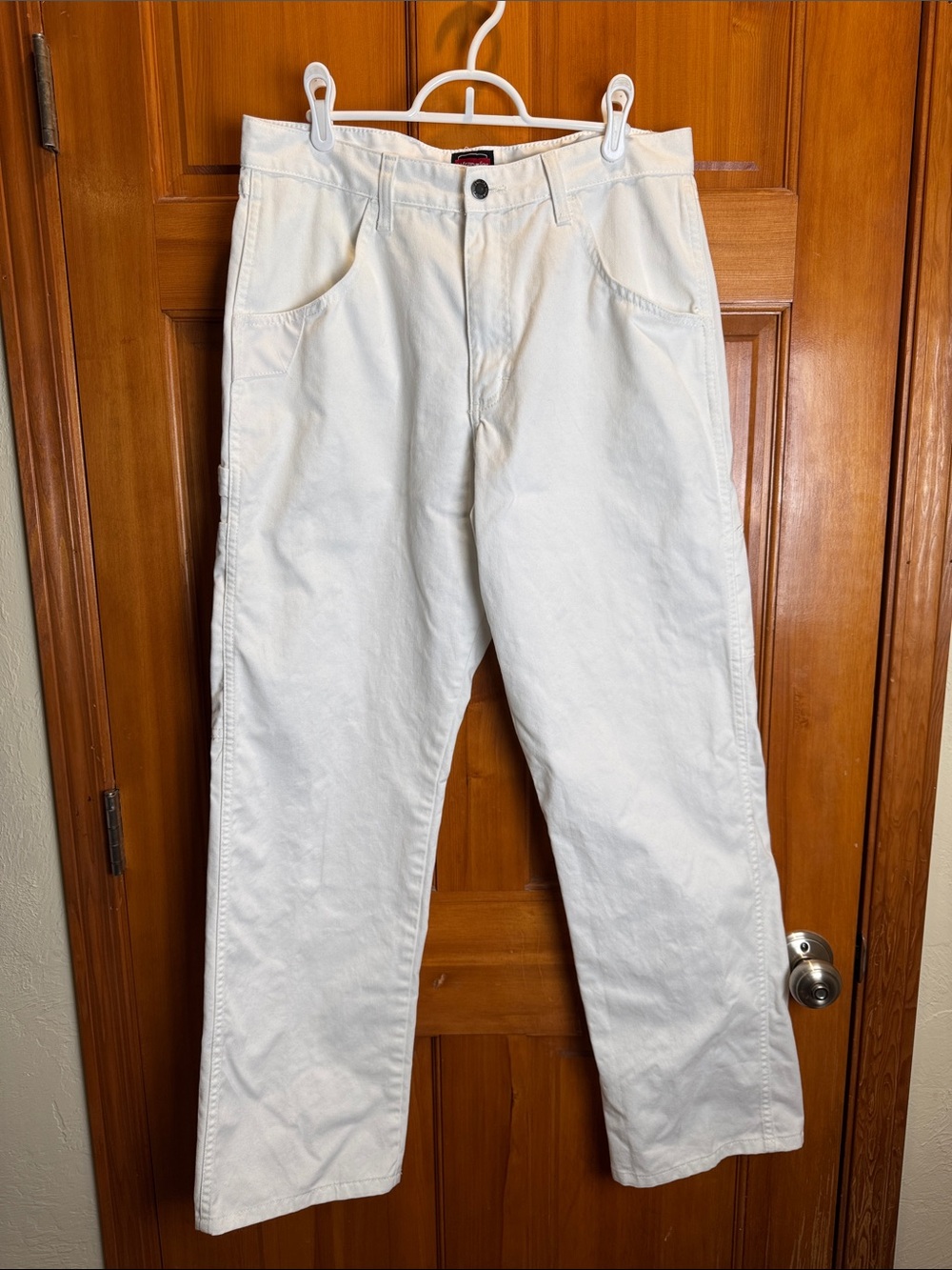 Vtg Wrangler Workwear White Painters Carpenter Men's Straight Leg Jeans 34x32